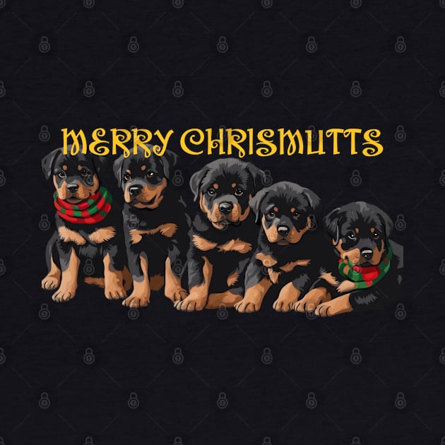 Merry Chrismutts Christmas Holiday Puppies Festive Greeting 2 by taiche